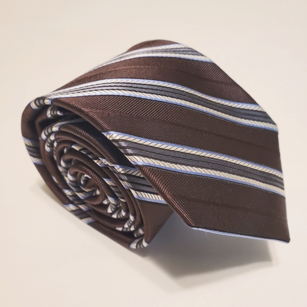 Joseph A Bank Brown Stripe Silk Tie